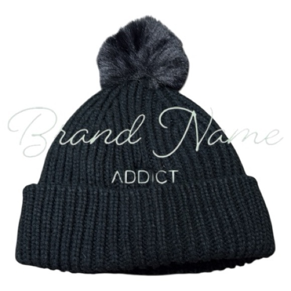 Karl Lagerfeld Paris Black Knit Bling Cat Beanie Hat - Picture 5 of 6